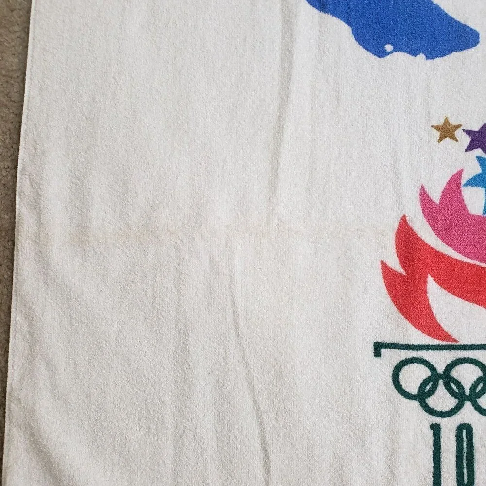 Vintage Atlanta Olympics Beach Towel 1996 Soccer Cannon 100% Cotton